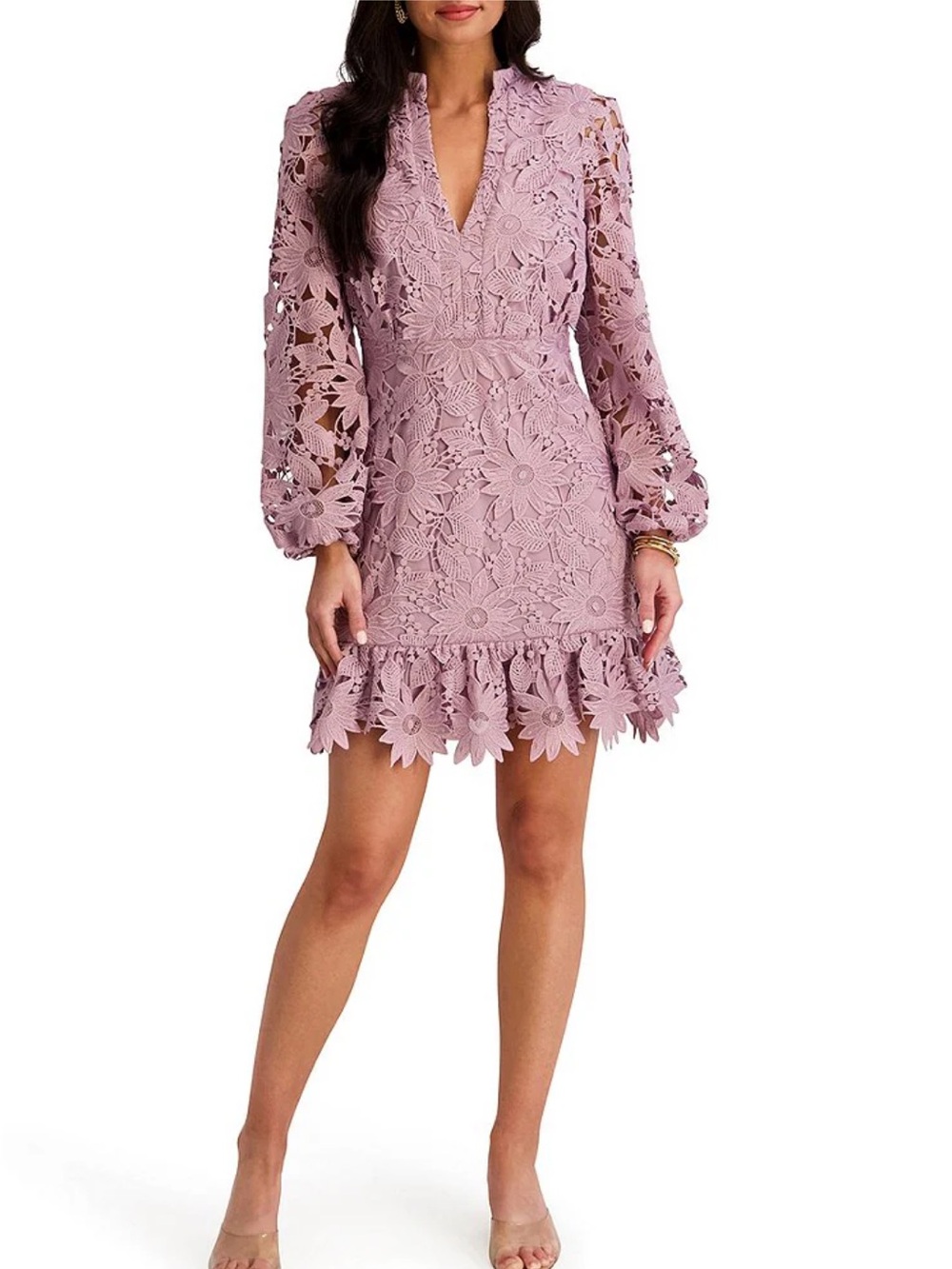 Kensie Dusty Lavender Floral Lace Mini Dress NWT - Picture 3 of 10
